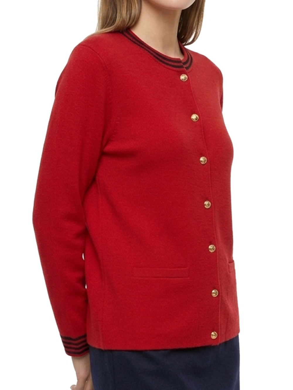 Talbots Military Inspired Sweater Long Sleeve Cardigan Silk Blend Button Front